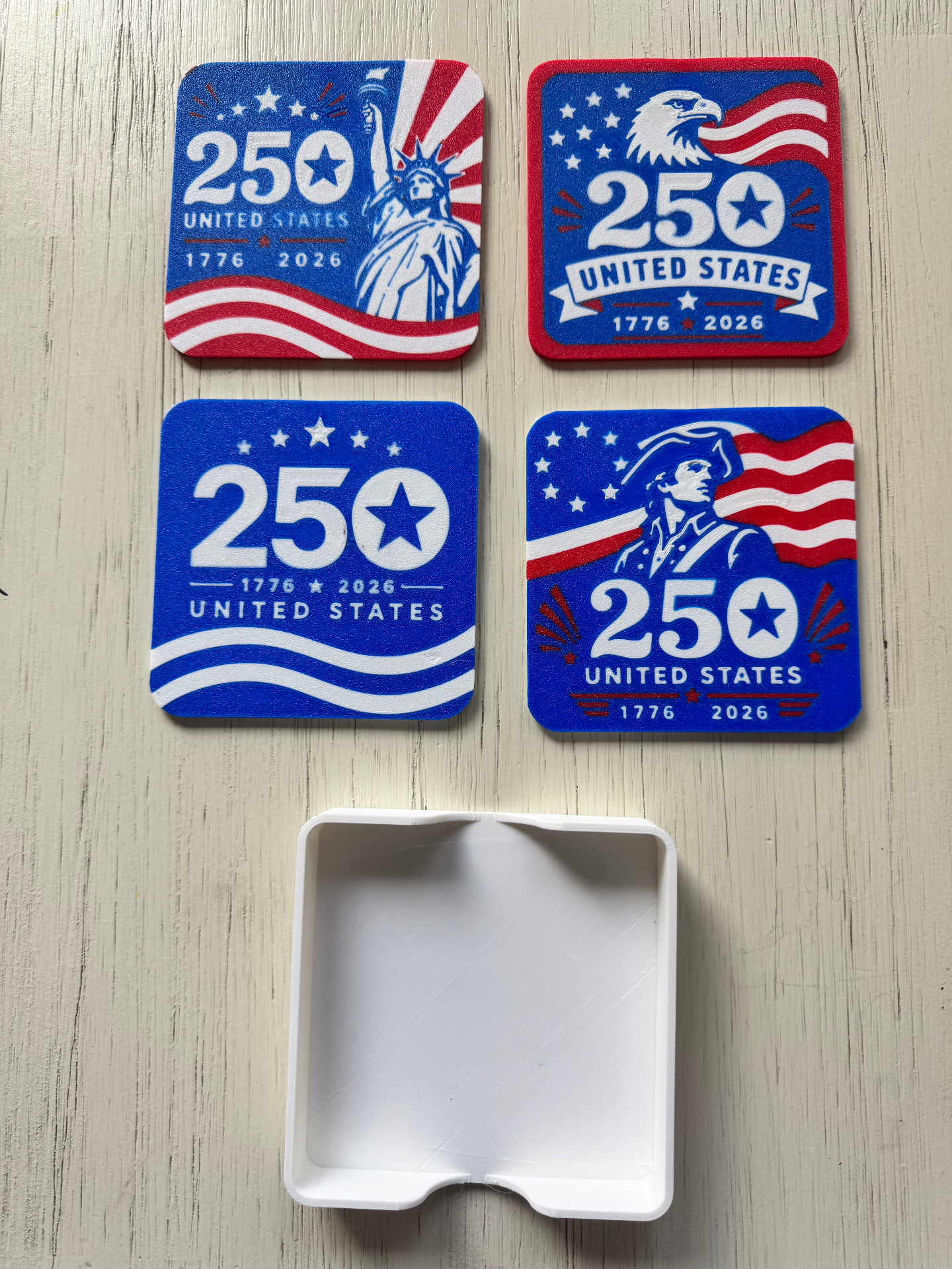 USA 250 Coaster Set + Holder
